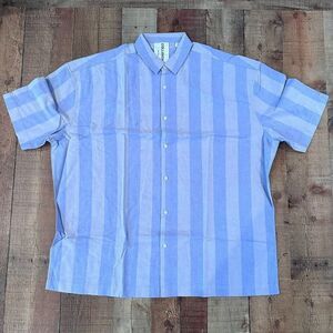Collusion oxford blue striped button down shirt men's Large